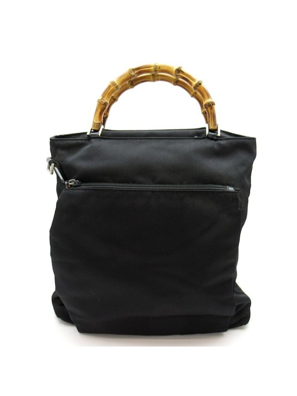 Gucci Bamboo 2-Way Handbag Nylon Leather Black